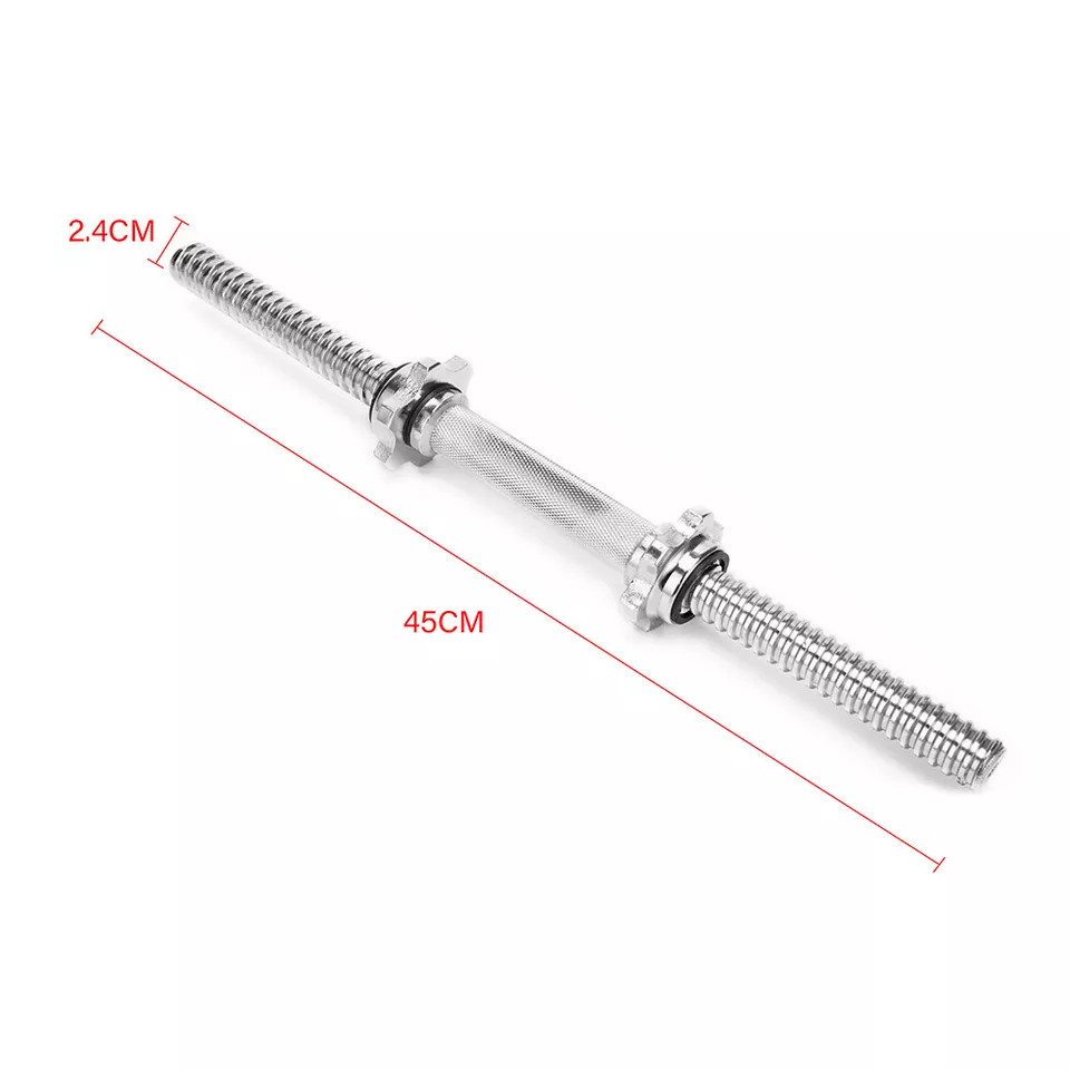 Threaded Dumbbell Chrome Handles 1 Inch Pair, 17.7" Adjustable Dumbbell Bar