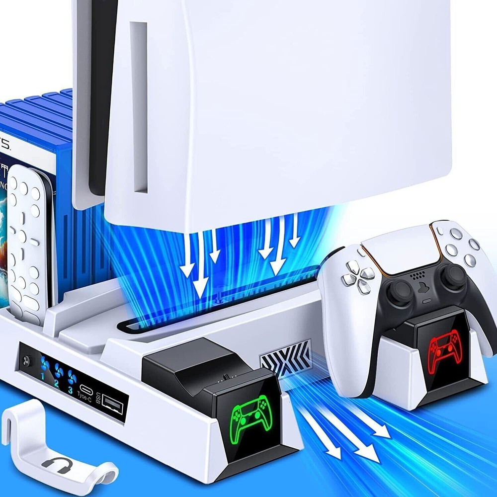 Efficient PS5 Cooling Fan Playstation 5 Dualsense Controller Charging Station