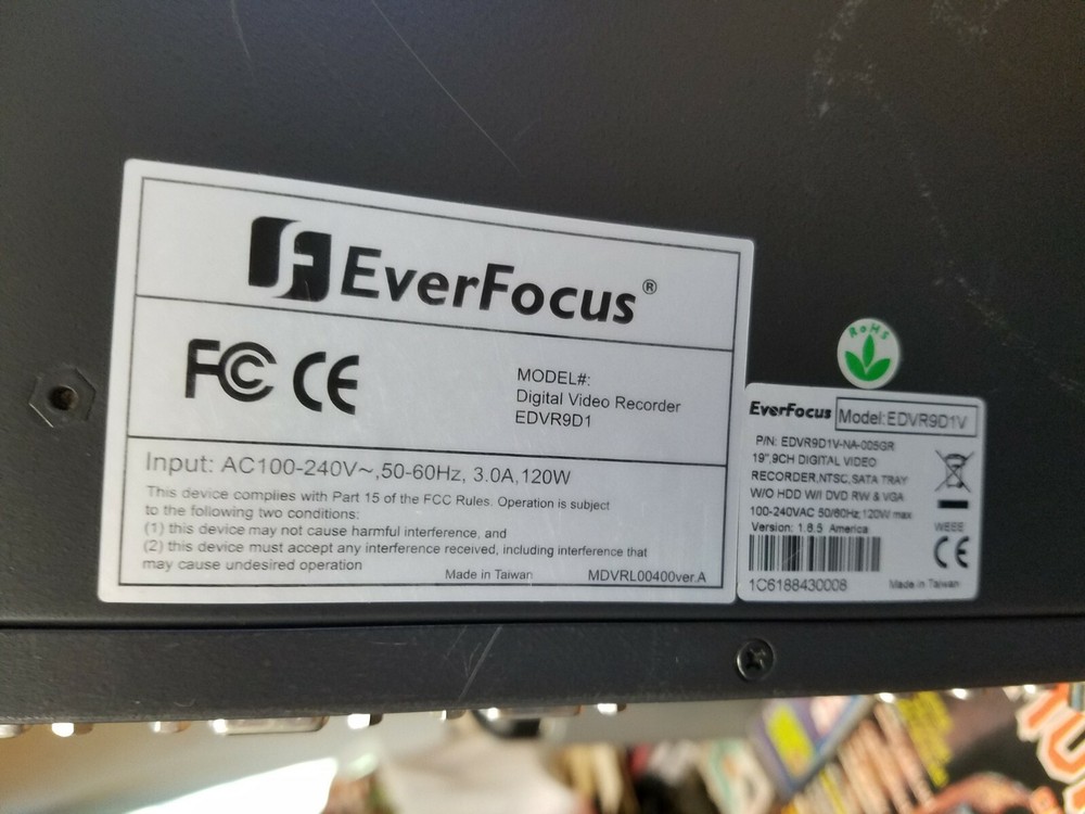 Ever Focus EverFocus Digital Video Recorder Model EDVR9D1 Untested