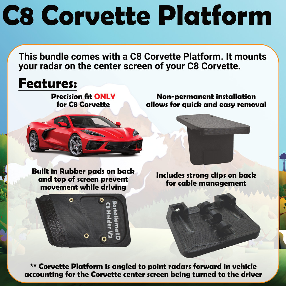 Bartallama3D Radar Holder - Escort Max 360 for C8 Corvette