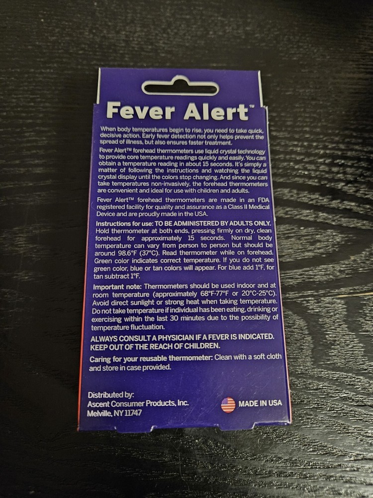 Fever Alert Reusable Forehead Thermometer Strip