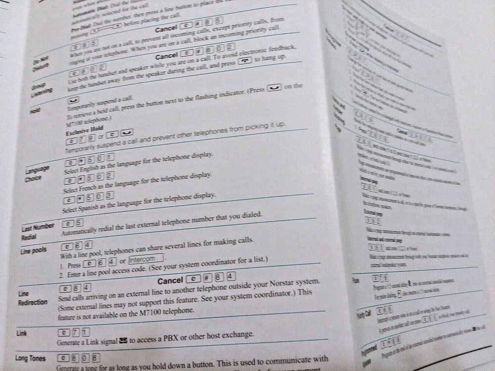 NORTEL NORSTAR Compact ICS Telephone Feature Card