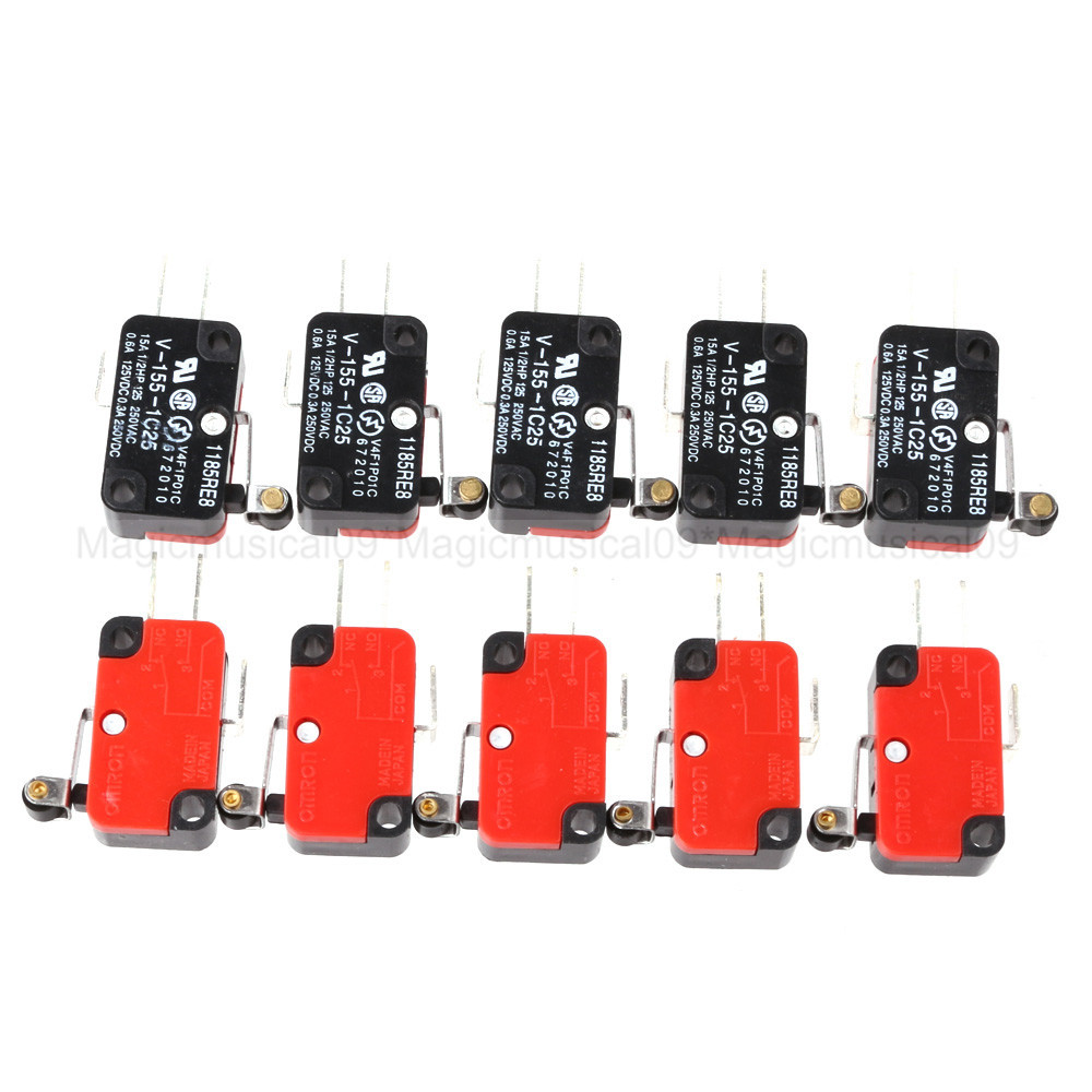 10pcs V-155-1C25 Long Hinge Roller Lever AC DC Micro Switch