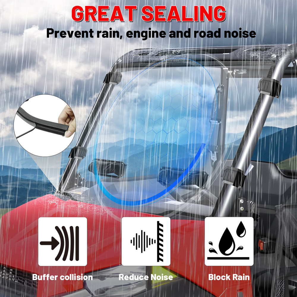 For Polaris Ranger Midsize 500 2017-2022 Scratch-Resistant Full Windshield Vent