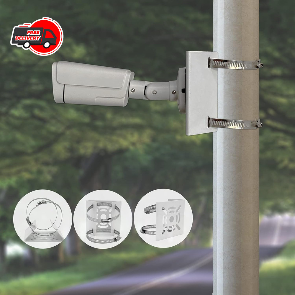 Universal Vertical Pole Mount for Security Camera Solid Metal Bracket with Loops