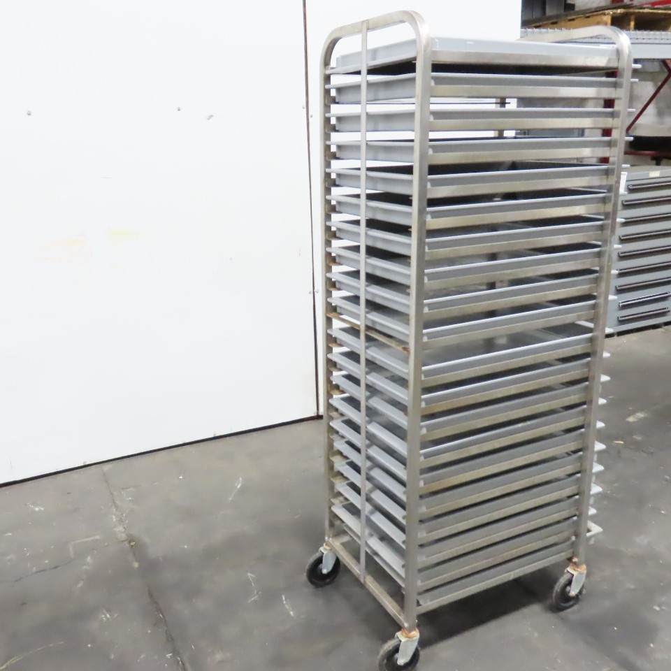 M & E Mfg. Stainless Steel Single End Load Nesting Baking Rack 20 Pan Capacity