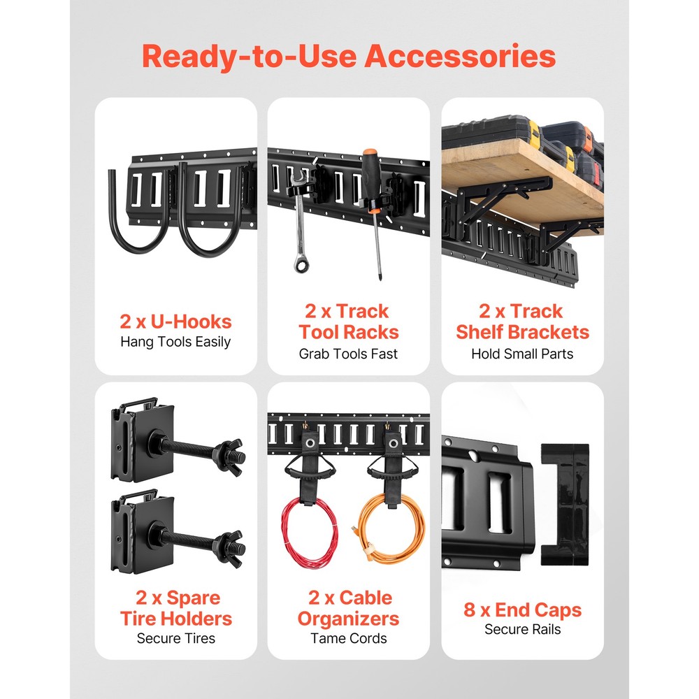 Uimoso E-Track Tie-Down Rail Kit 1.3 ft with 19-Piece Accessory Set