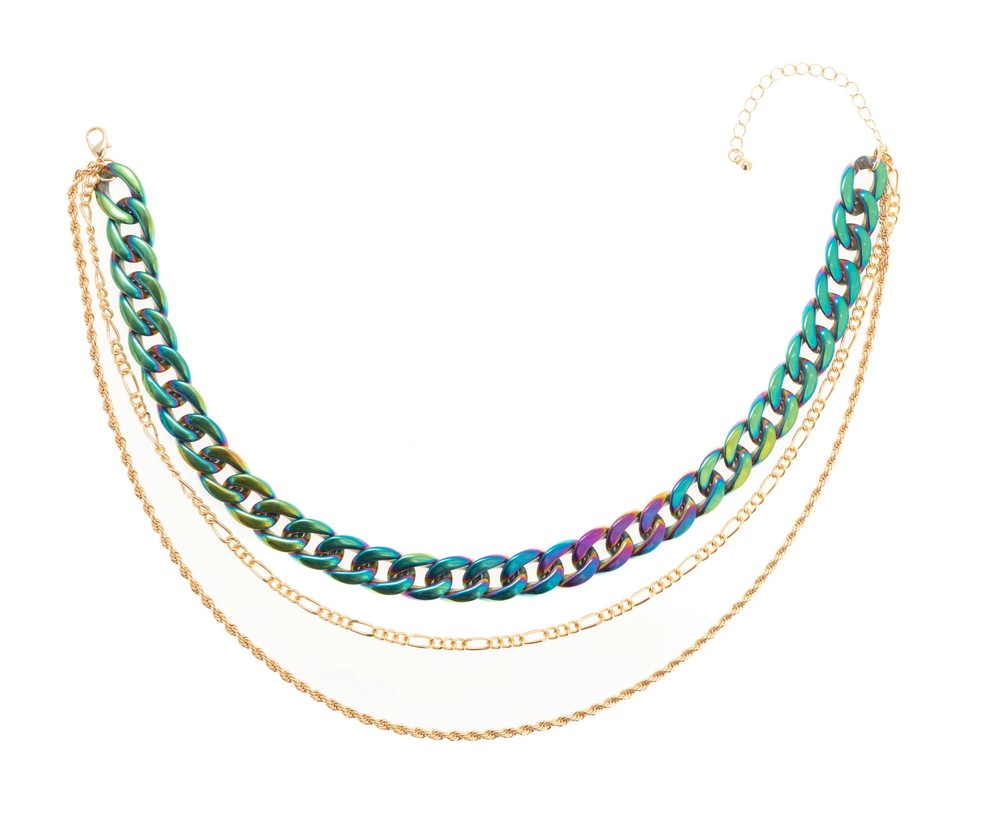 Three Row Chain Link Necklace