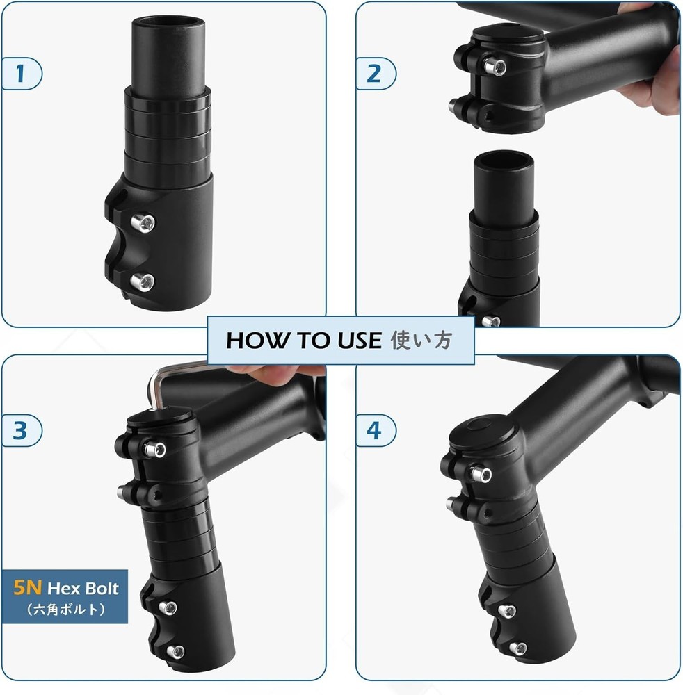 Bike Stem Riser Handlebar Extender Fork Stem Adapter for MTB, BMX, Mountain B...