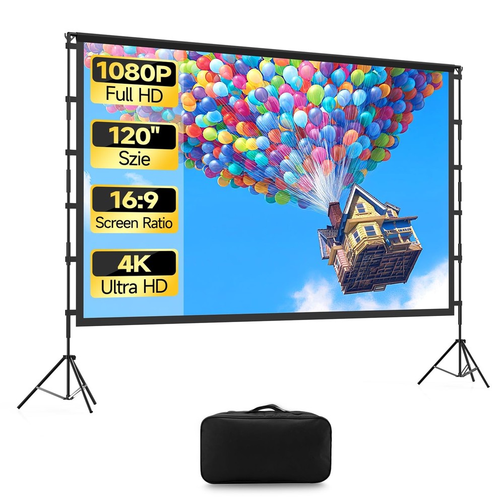 Projector Screen Outdoor, Projector Screens with Stand Portable 120" Foldable...