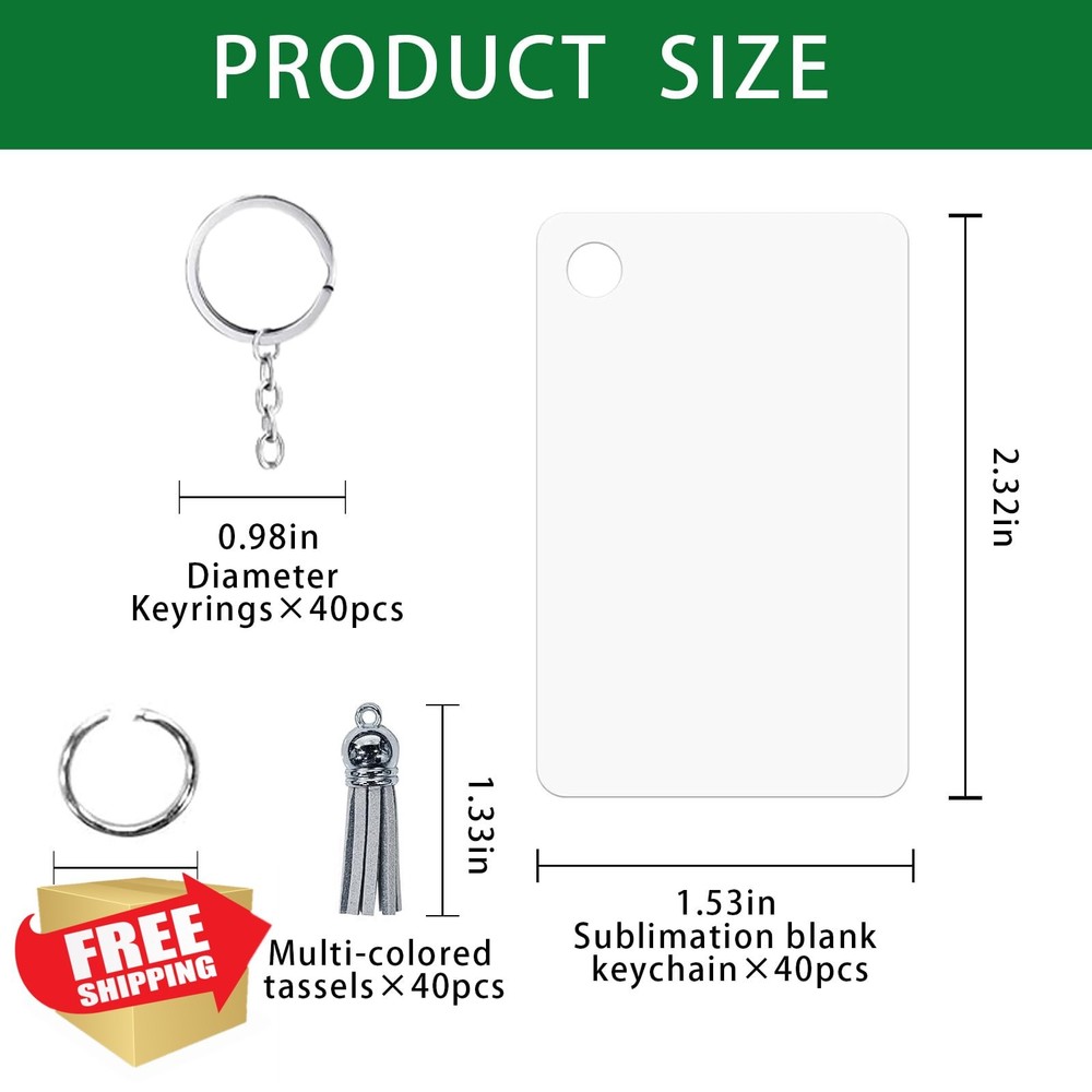UJL 120pc Sublimation Blanks Keychains, Double Side Rectangle