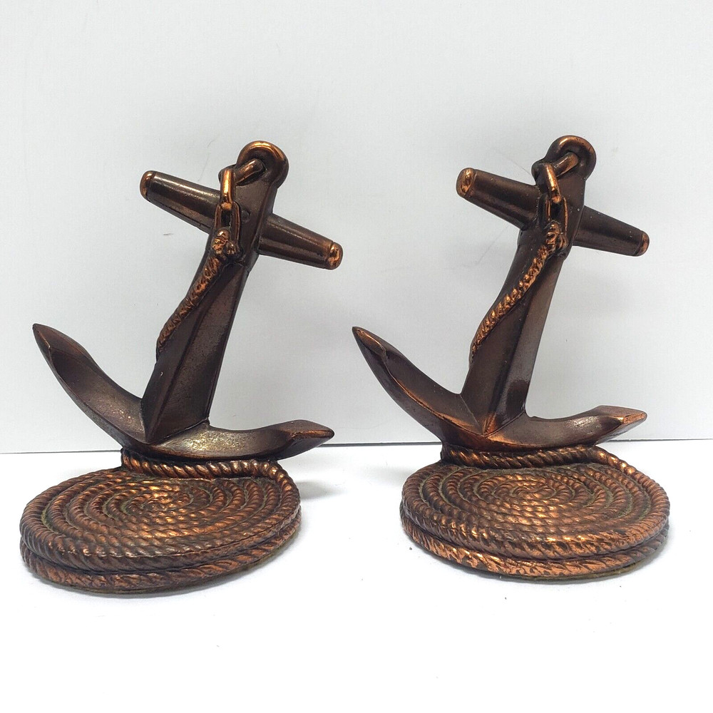 Beautiful Copper Anchor Bookends