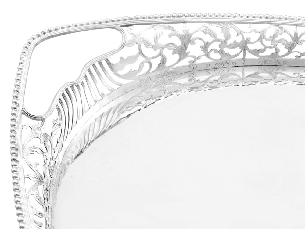 Antique Dutch Silver Gallery Tea Tray