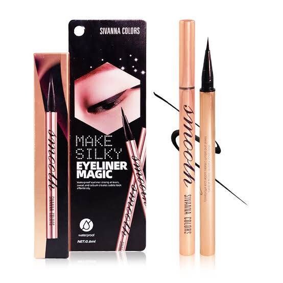 3x Sivanna Make Silky Eyeliner Magic Waterproof Sweatproof Black Sharp Make Up