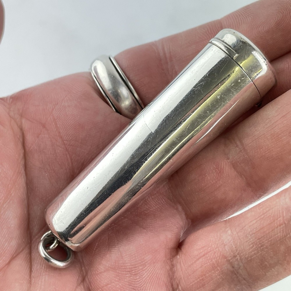 Antique Solid Silver Cheroot Case Holder Henry Perkins 1902 9ct Mounted Holder
