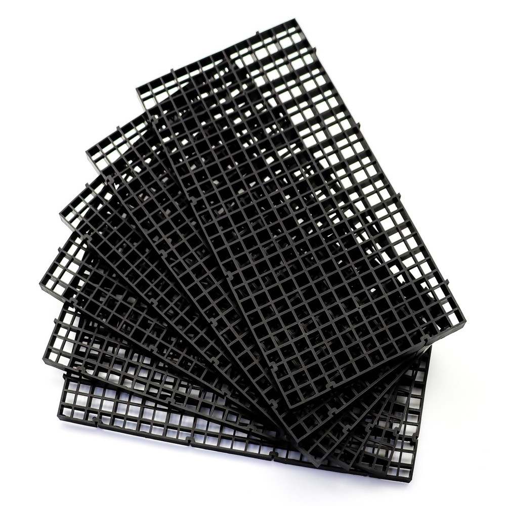 Aquarium Fish Tank Divider Plastic Egg Crate Filter Bottom Tray Grid 6 PCS Black