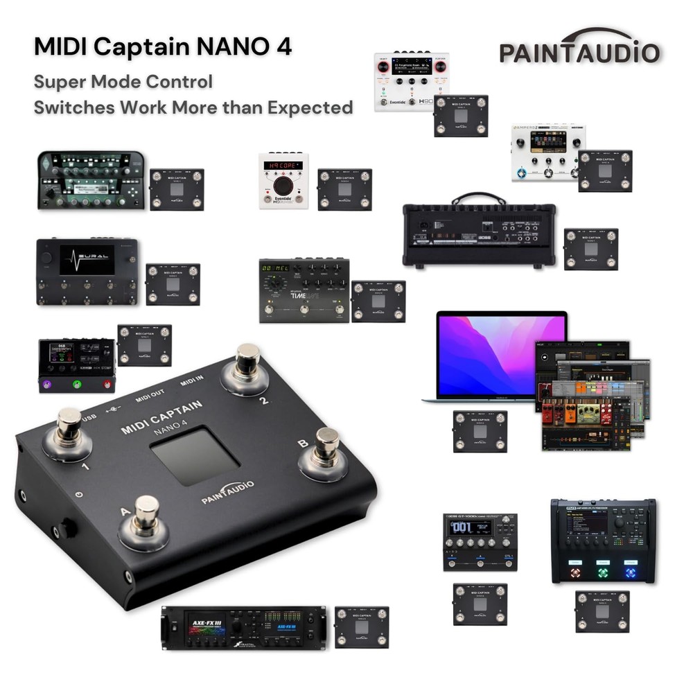 Paint Audio MIDI Captain NANO 4 Foot Controller Multi-Effects Keyboards Synth...
