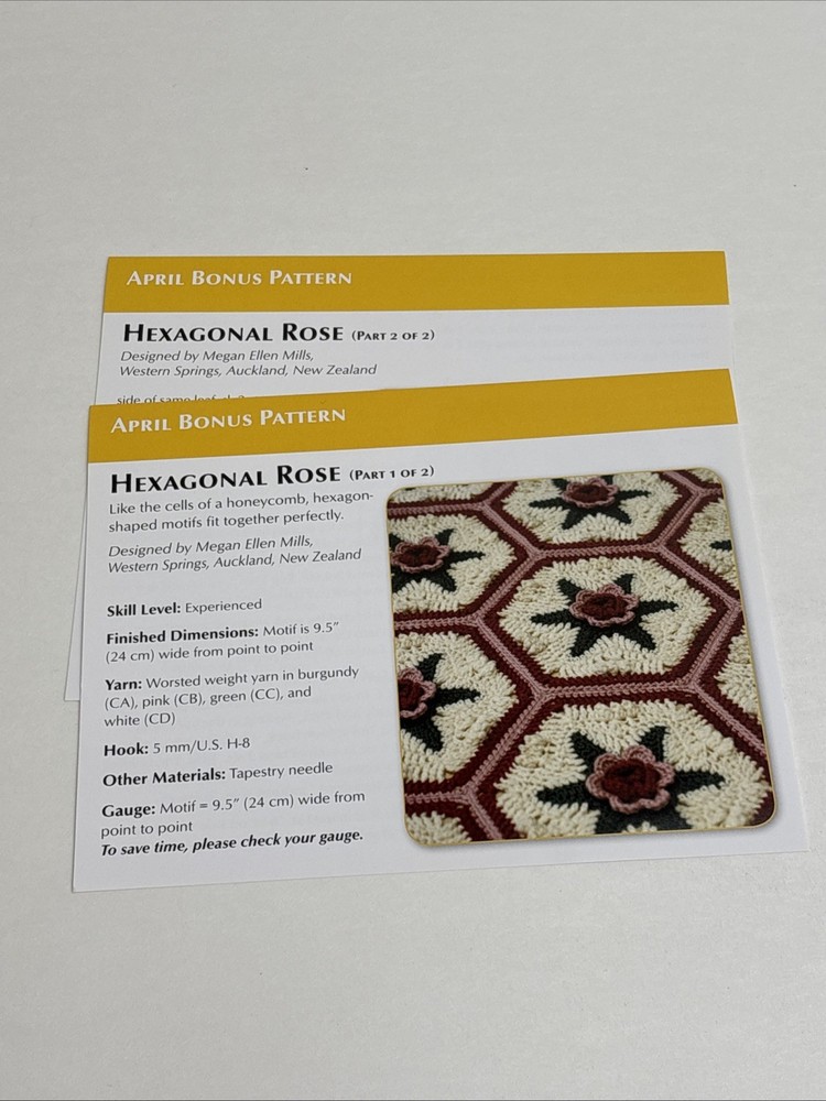 Hexagonal Rose Crochet Pattern Cards Pages