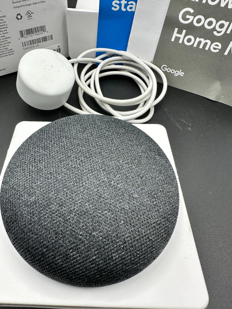 Google Home Mini Charcoal GA00216-US Powered by Assist Preowned