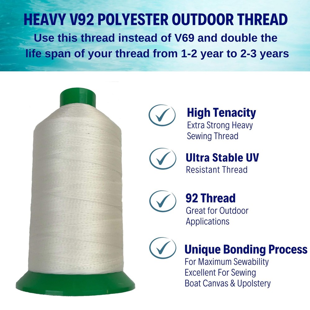 Polyester Thread 92 - UV Resistant Heavy Duty for Home Sewing Machines, 8 oz