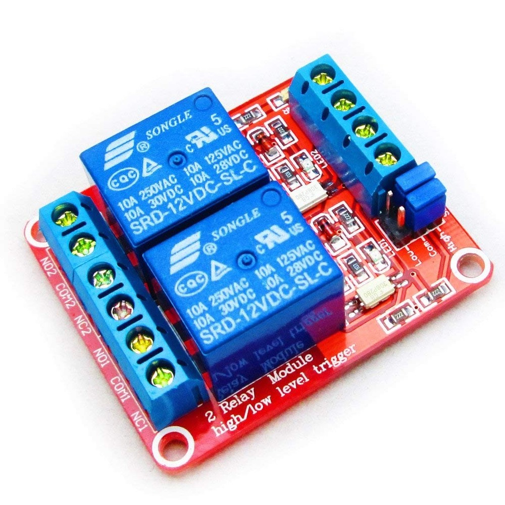 HiLetgo 2pcs DC 12V 2 Channel Relay Module with Isolated Small, Red