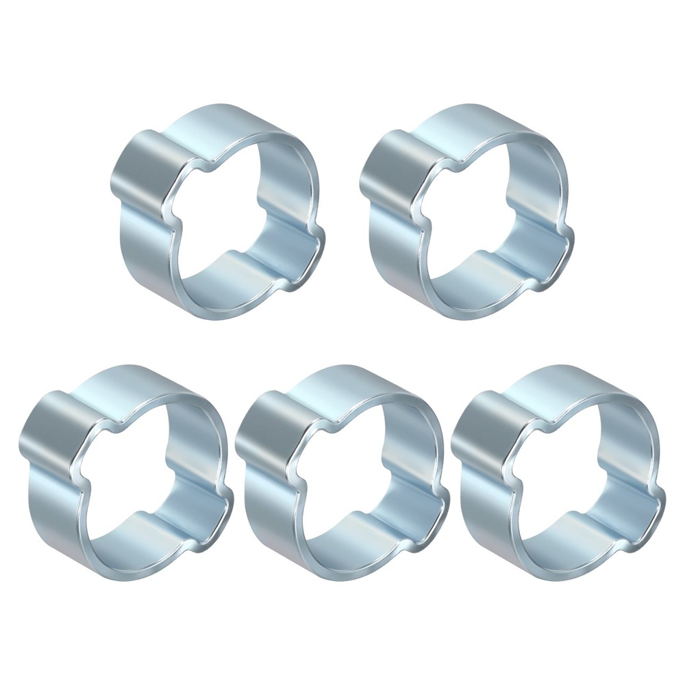 5Pcs Galvanizing Plate Double Ear Hose Clamps, Adjustable 14-17mm