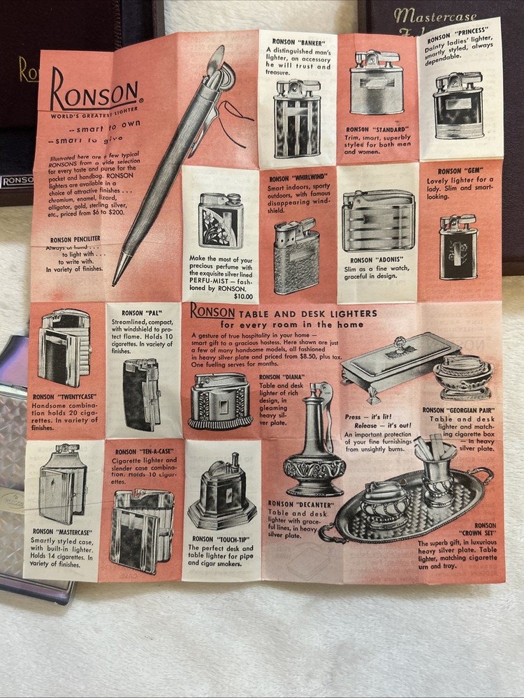 Vintage Ronson Mastercase Cigarette Case Lighter Unfired Unused