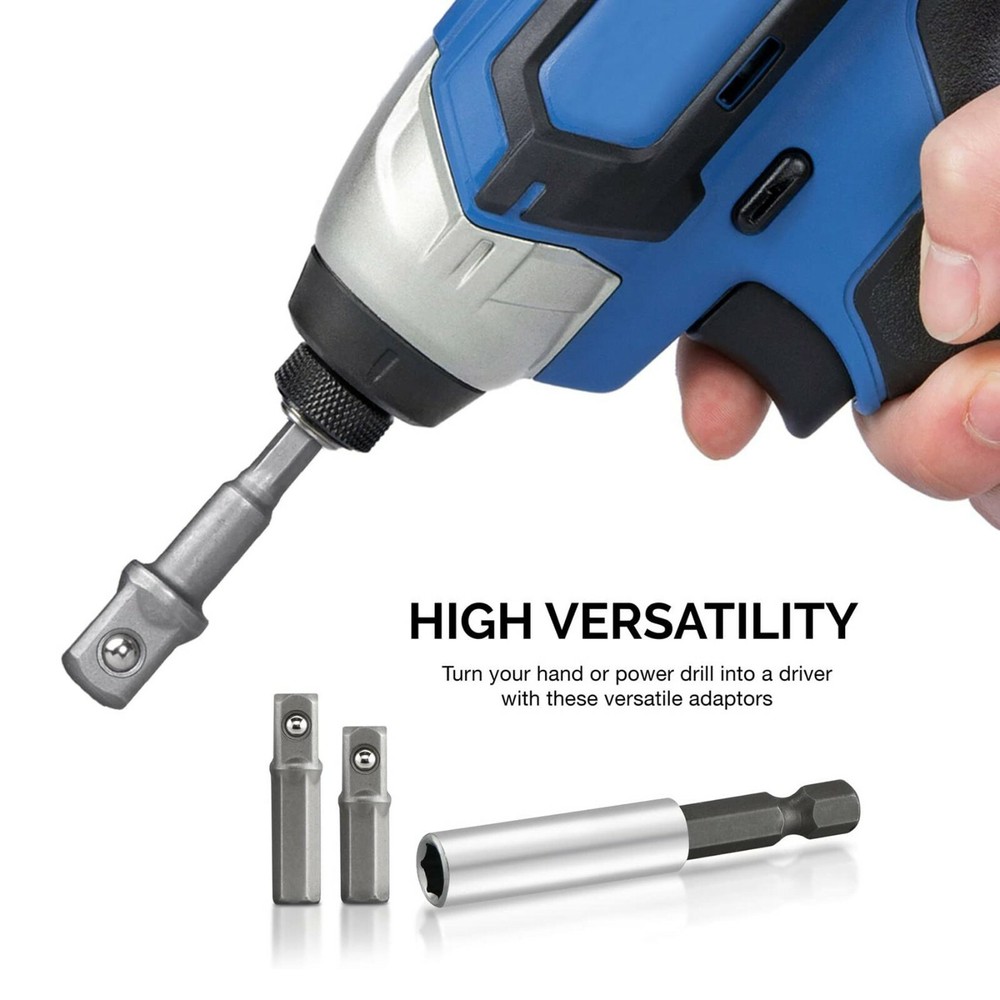 9Pcs Socket Adapter Drill Bits Set Hex Impact Driver Tools 1/4" 3/8" 1/2" Shank