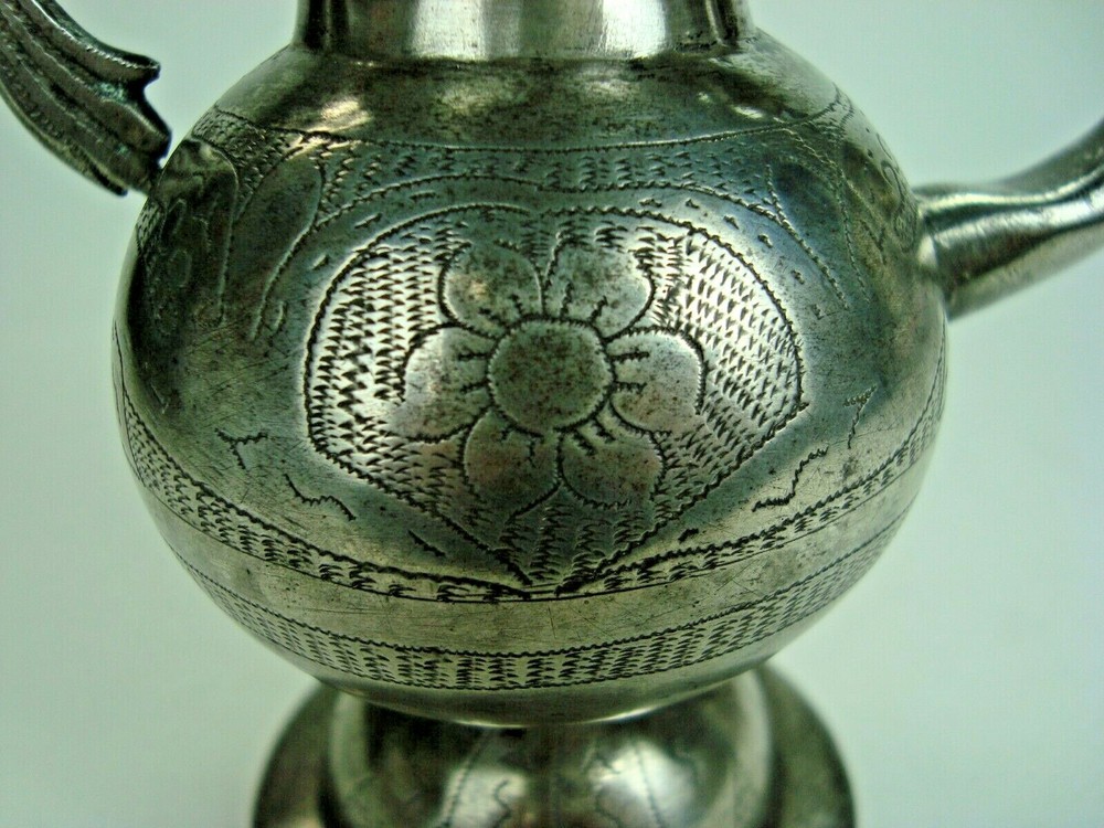 ANTIQUE SOUTH AMERICAN SOLID SILVER YERBA MATE TEA CUP WITH BIRD HANDLE