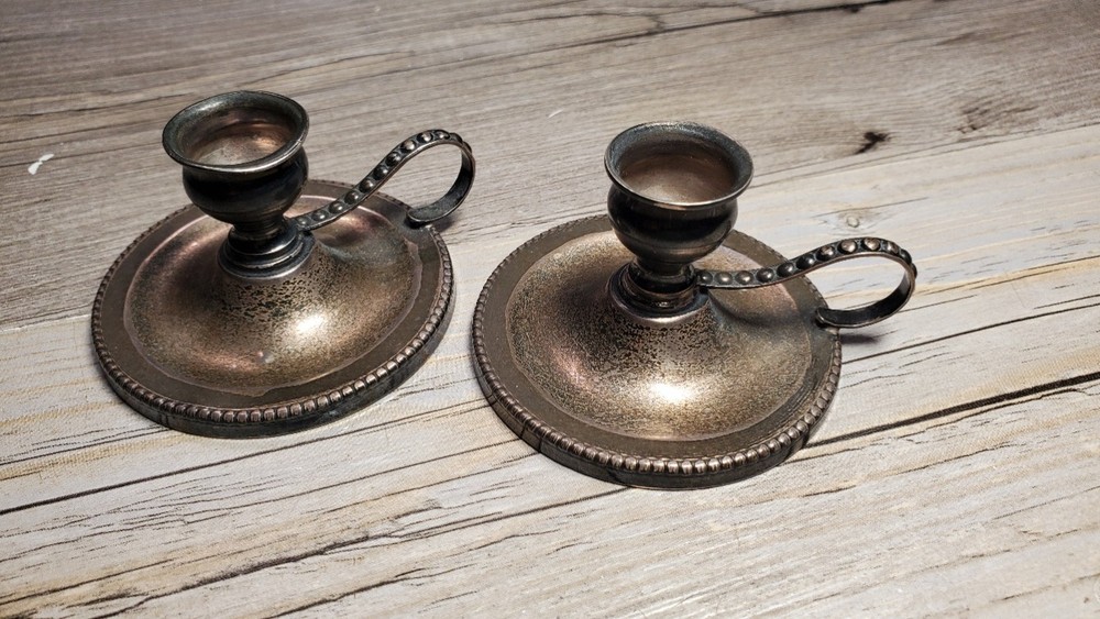 1890's solid silver Maastricht guild marked Dutch Neoclassical Candle Holders