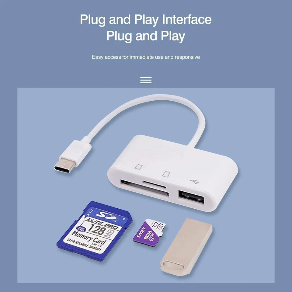 2 Pack SD Card Reader for Android, Micro SD Card to USB Adapter, USB C SD Card