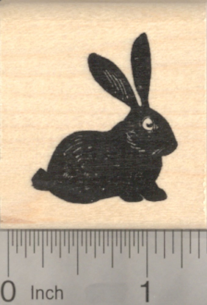 Black Bunny Rabbit Rubber Stamp D22109 WM