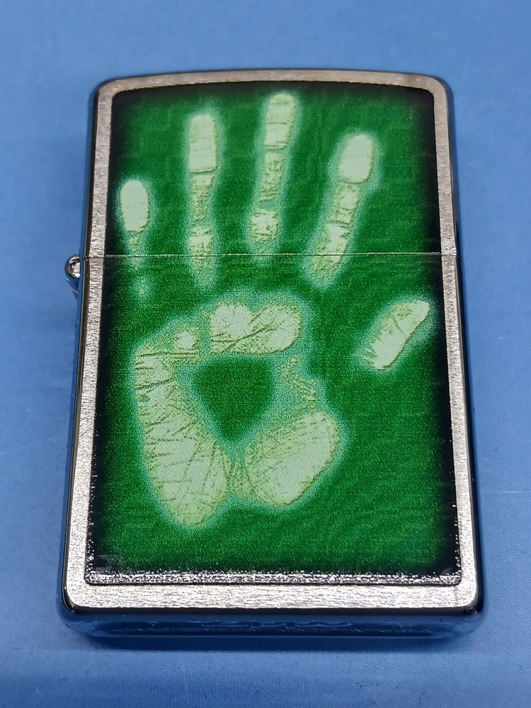 Zippo Brushed Chrome Identity Hand Print Lighter 28283