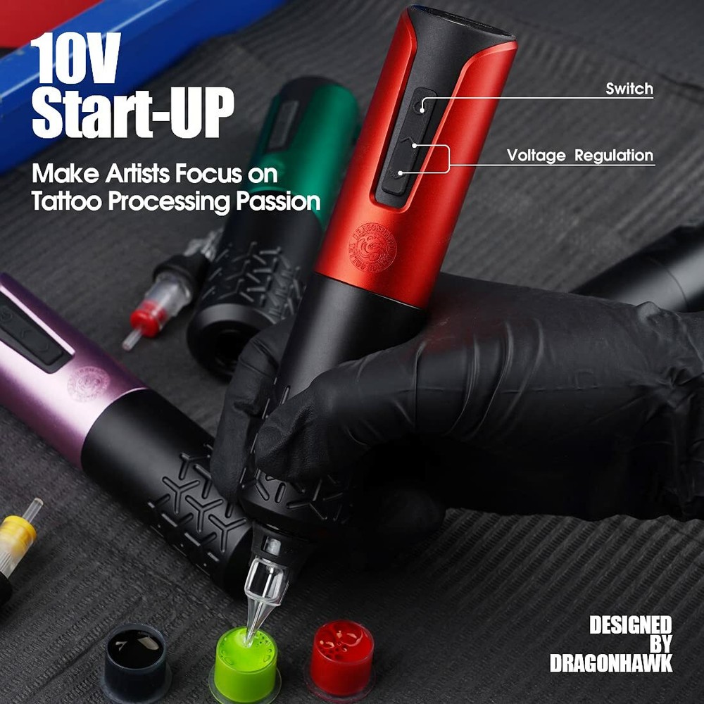 Armor Wireless Rotary Tattoo Pen Machine kit with two Replaceable Batteries Set