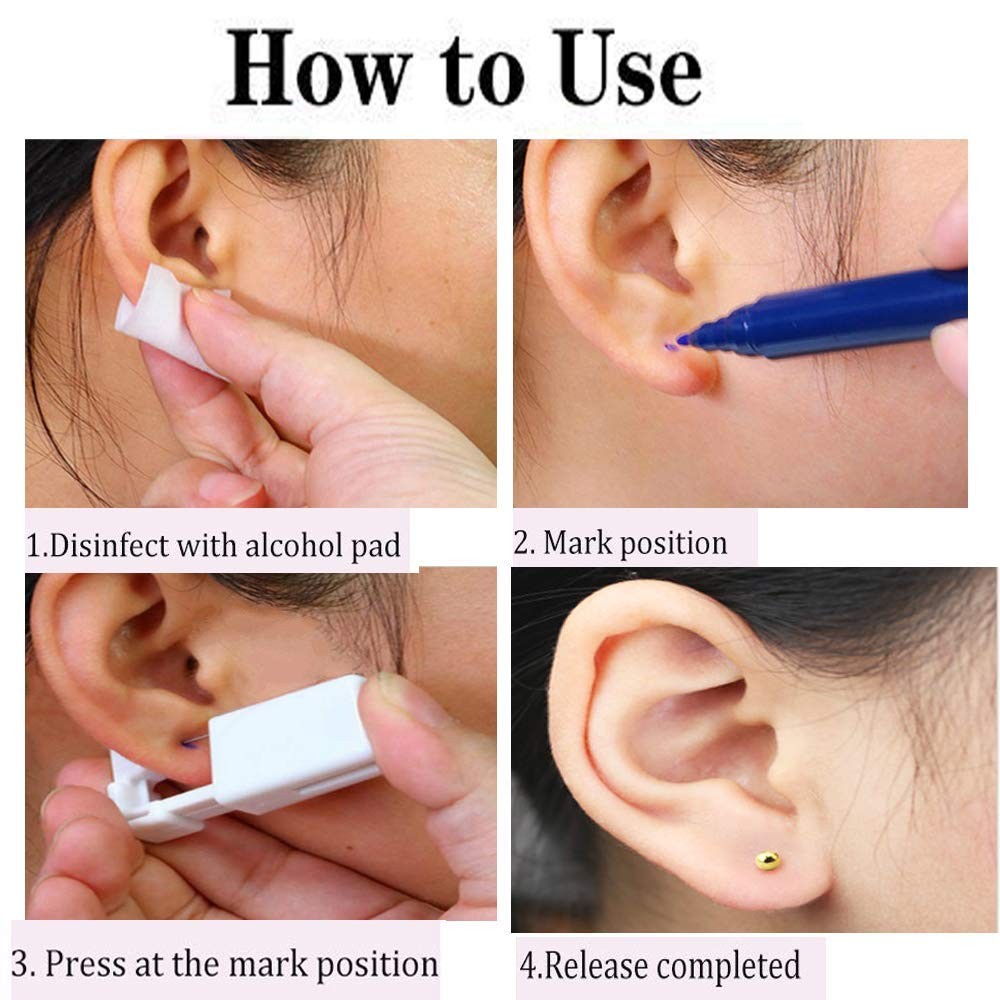 2 Pack Self Ear Piercing Gun EarringDisposable Piercing Kit No Pain Easy Use