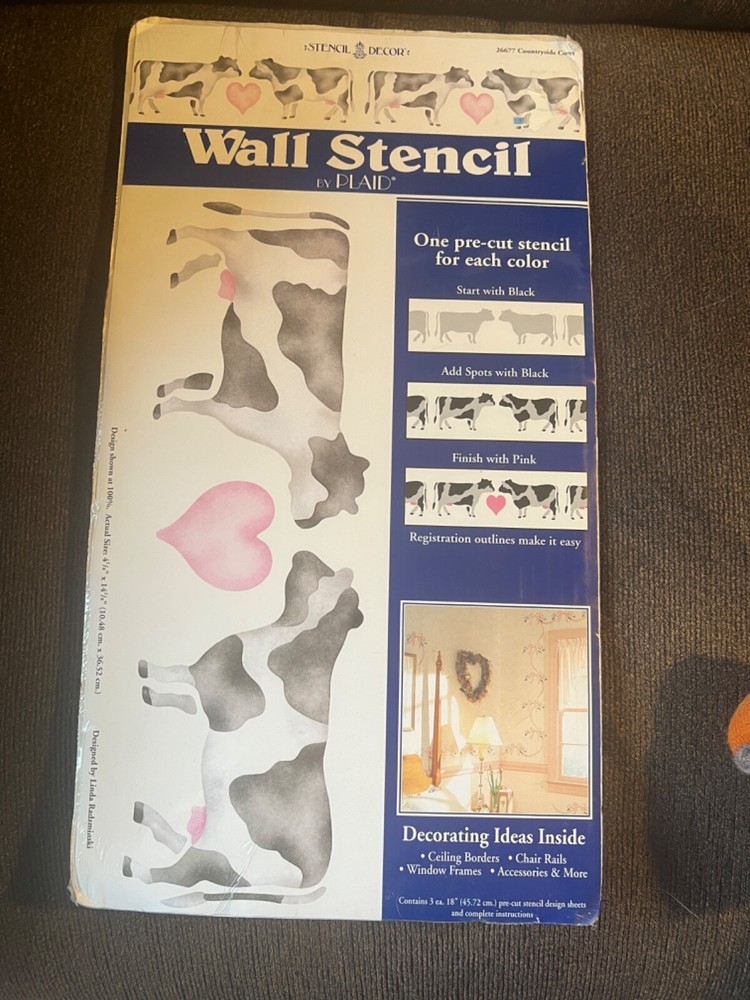 NEW Plaid Stencil Decor Cow Wall Stencil Kit #26677