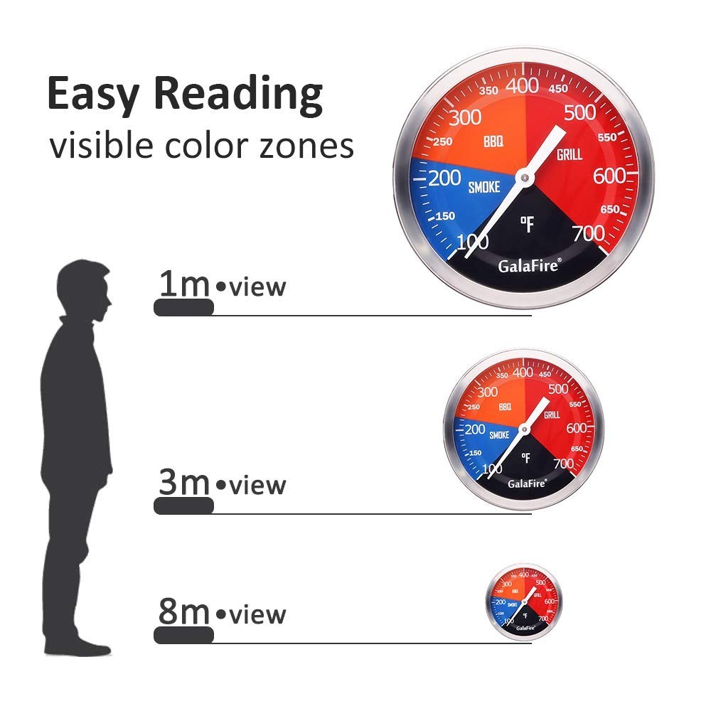 Large Dial BBQ Thermometer Gauge for Grill Pit, 2 Pack