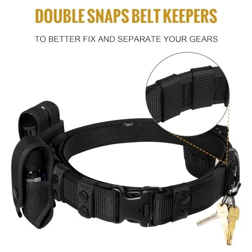 Durable 2" Nylon Duty Belt with Hook & Loop Inner, Key Holder, Belt Keepers