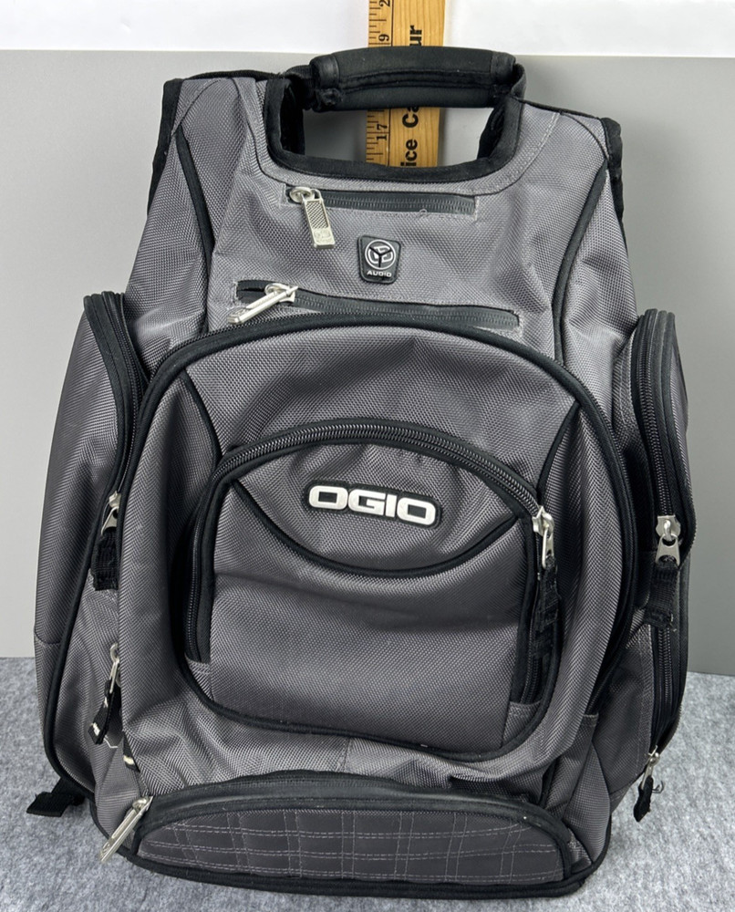 Ogio Utilitarian Gray Large Laptop Backpack Work Travel Multiple Compartments