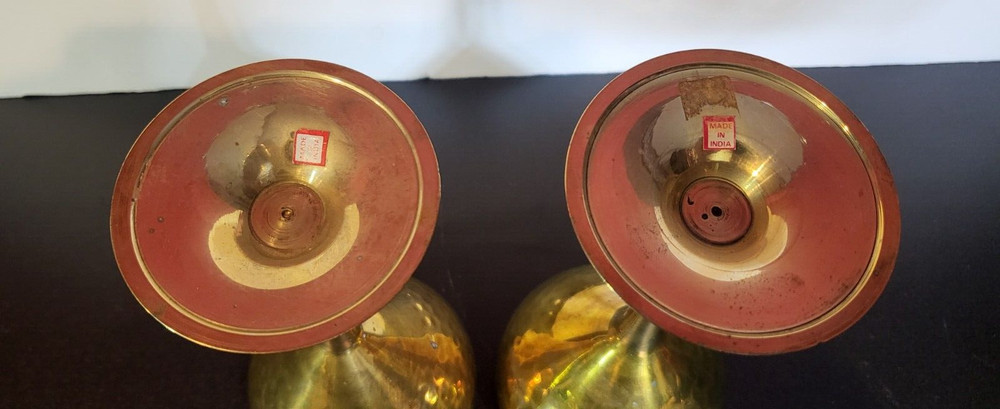 Vintage Brass Wine Goblets, Hammered Finish, India