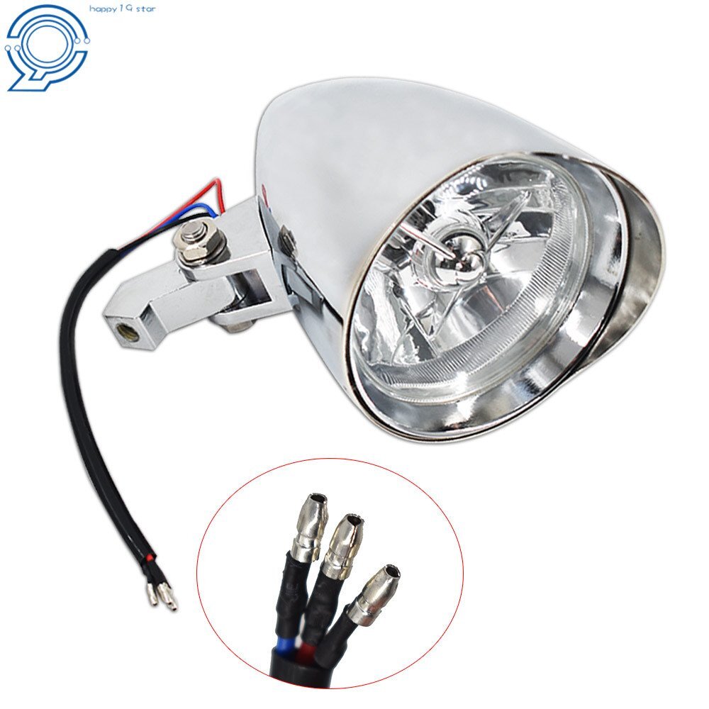 Motorcycle 4.5"Chrome Visor Headlight Lamp For   Dyna Bobber Chopper