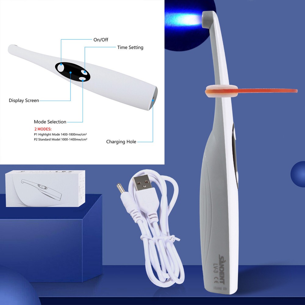 Dental Wireless LED Curing Light Lamp 1400 mW/c㎡ 3S Curing 1pc