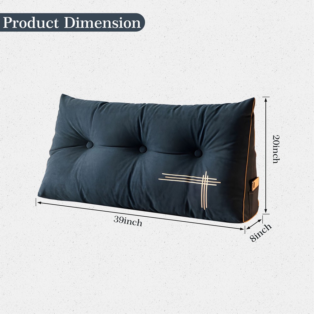 Triangular Headboard Wedge Bed Rest Reading Pillow Backrest with Removable Cover