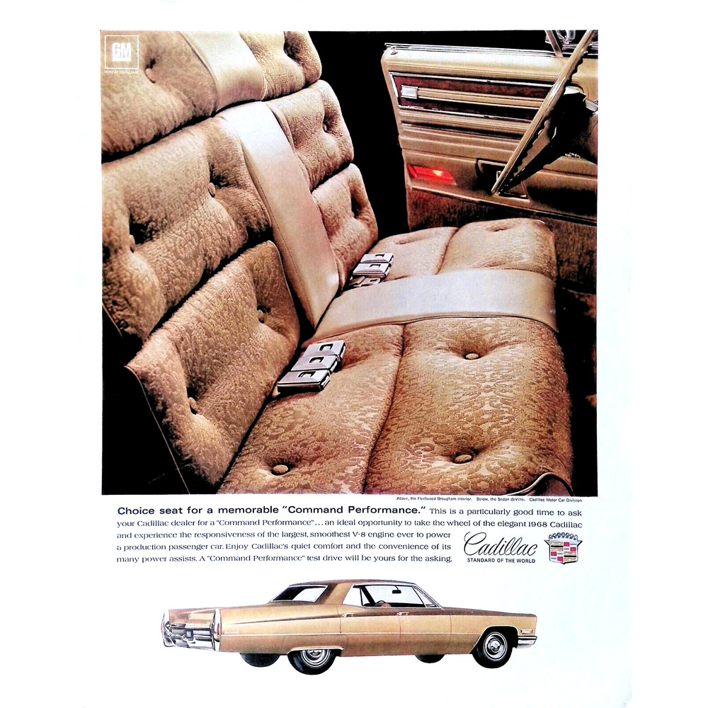 1968 Cadillac Classic Car Print Ad Sedan deVille Command Performance 11"X14"