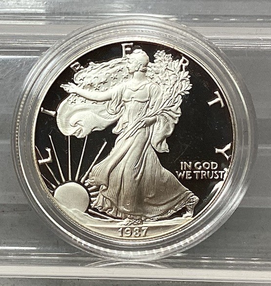 1987 S American Proof Silver Eagle - With Box & CoA