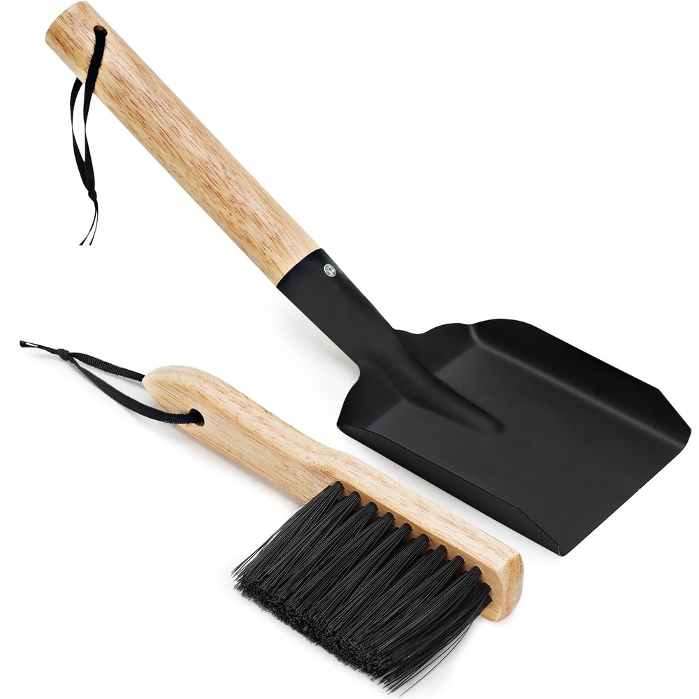 Ash Shovel & Hearth Brush Set - Fireplace Tools Set, Fire Pit Tools, Hearth T...