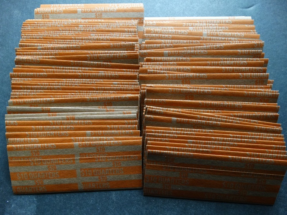 100 Quarters Coin Striped Wrappers