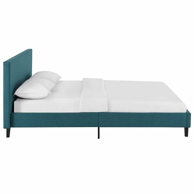 Modway Anya Upholstered Full Platform Bed in Teal