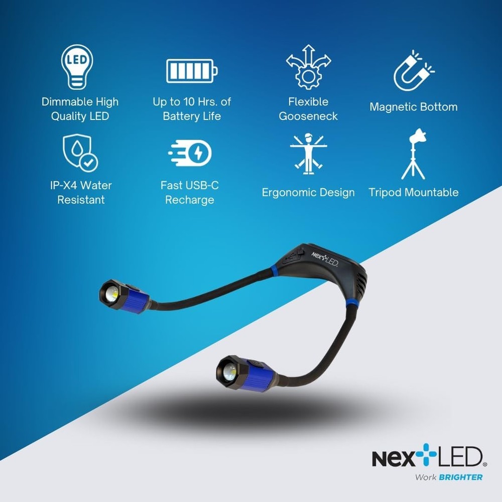 NextLED Ultimate Hands-Free Work Light Combo: NT-7544 Heavy Duty Work Light & NT