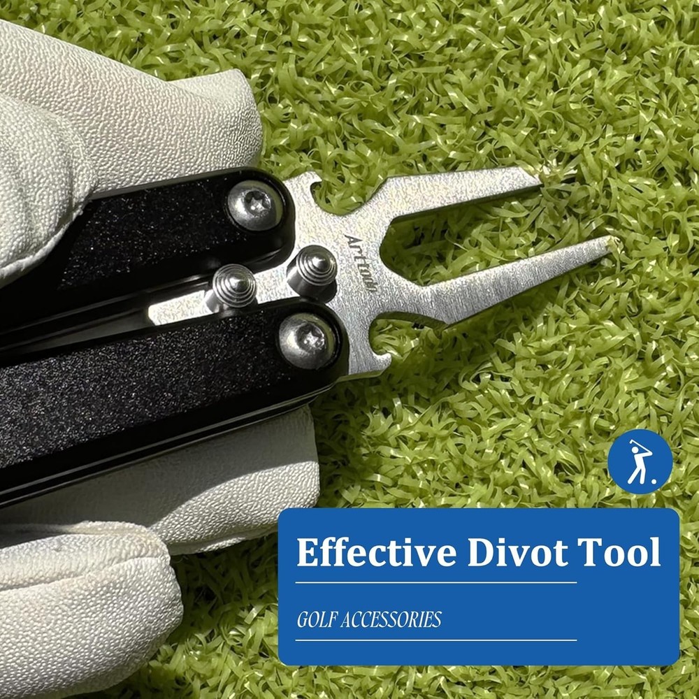 Golf Divot Repair Tool, Stainless Steel Foldable Tool & Black